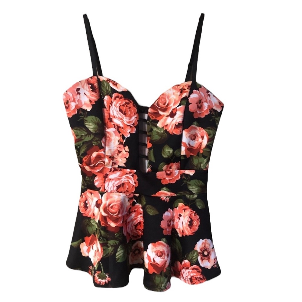Rose Peplum Blouse Top with Straps Eclipse Size Medium